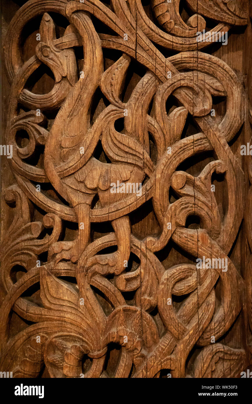 Élaborer l'art celtique en Norvège, détail. Illustrations à partir d'une ancienne église de Kulturhistorisk museum. Banque D'Images