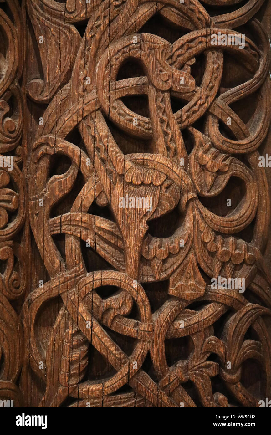 Détail de l'élaboration de l'art celtique en Norvège. Illustrations à partir d'une ancienne église de Kulturhistorisk museum. Banque D'Images