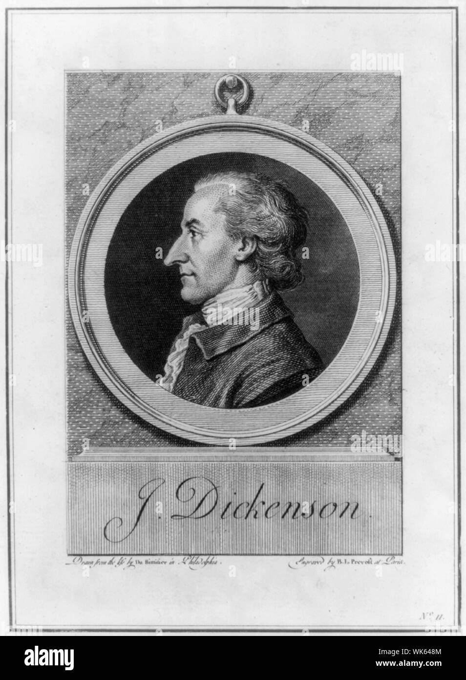 J. Dickenson sic Abstract : John Dickinson, tête-et-épaules portrait, profil gauche, en médaillon. Banque D'Images
