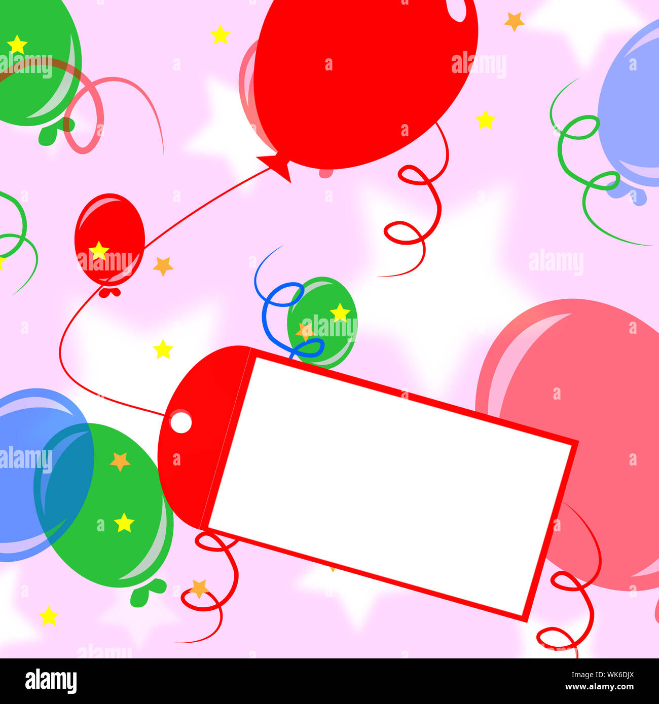 Lié à la carte Sens Ballon d'Anniversaire Invitation ou célébration Banque D'Images