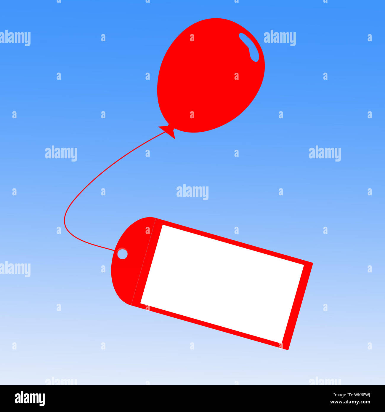 Lié à la carte Carte de souhaits montrant des ballons ou d'Invitation à une fête Banque D'Images