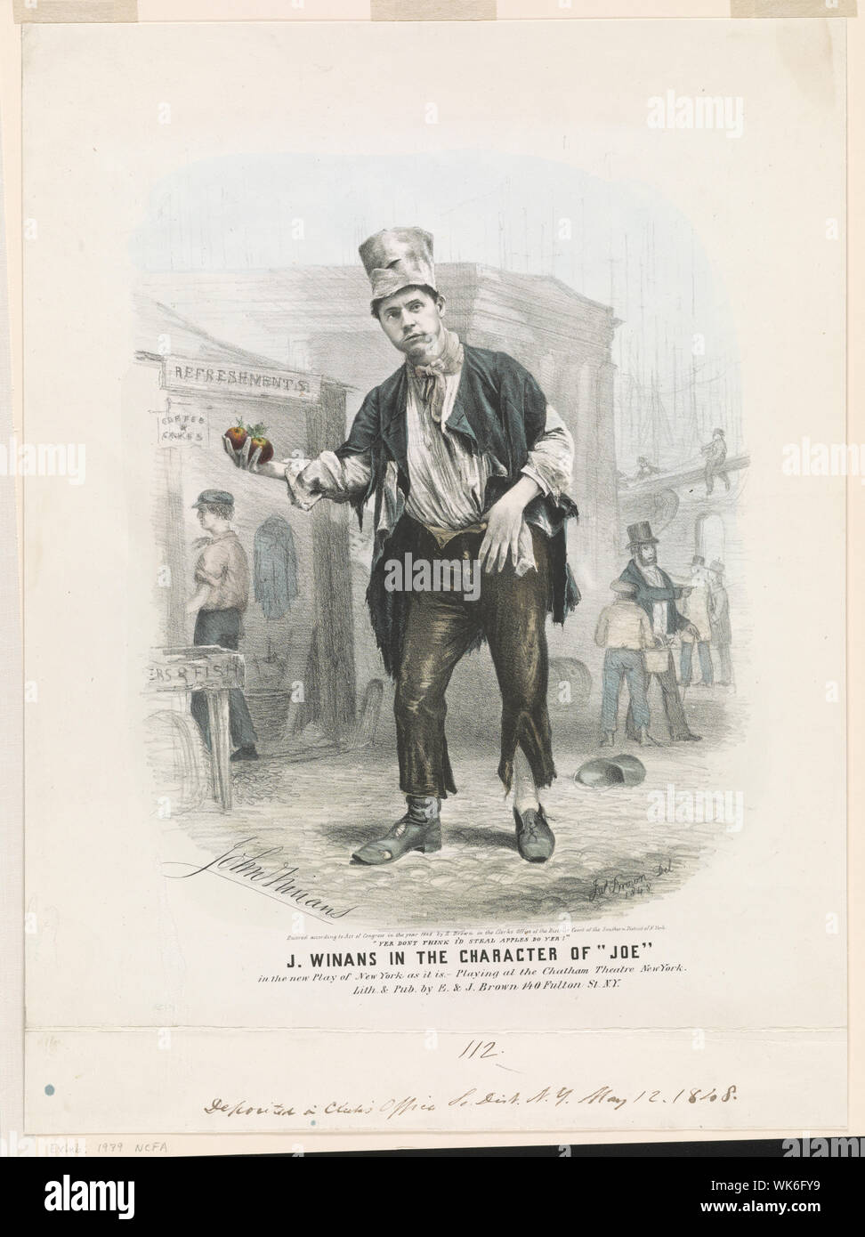 J. Winans dans le personnage de Joe dans la nouvelle pièce de New York qu'elle est. Jouer au théâtre, New York / Jas. Brown del. 1848. Banque D'Images