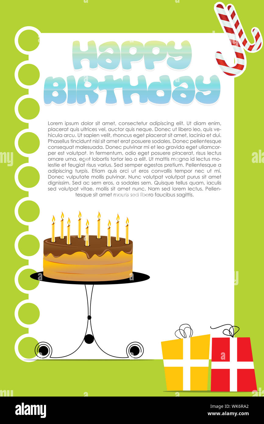 Illustration de carte d'anniversaire sur fond blanc Banque D'Images