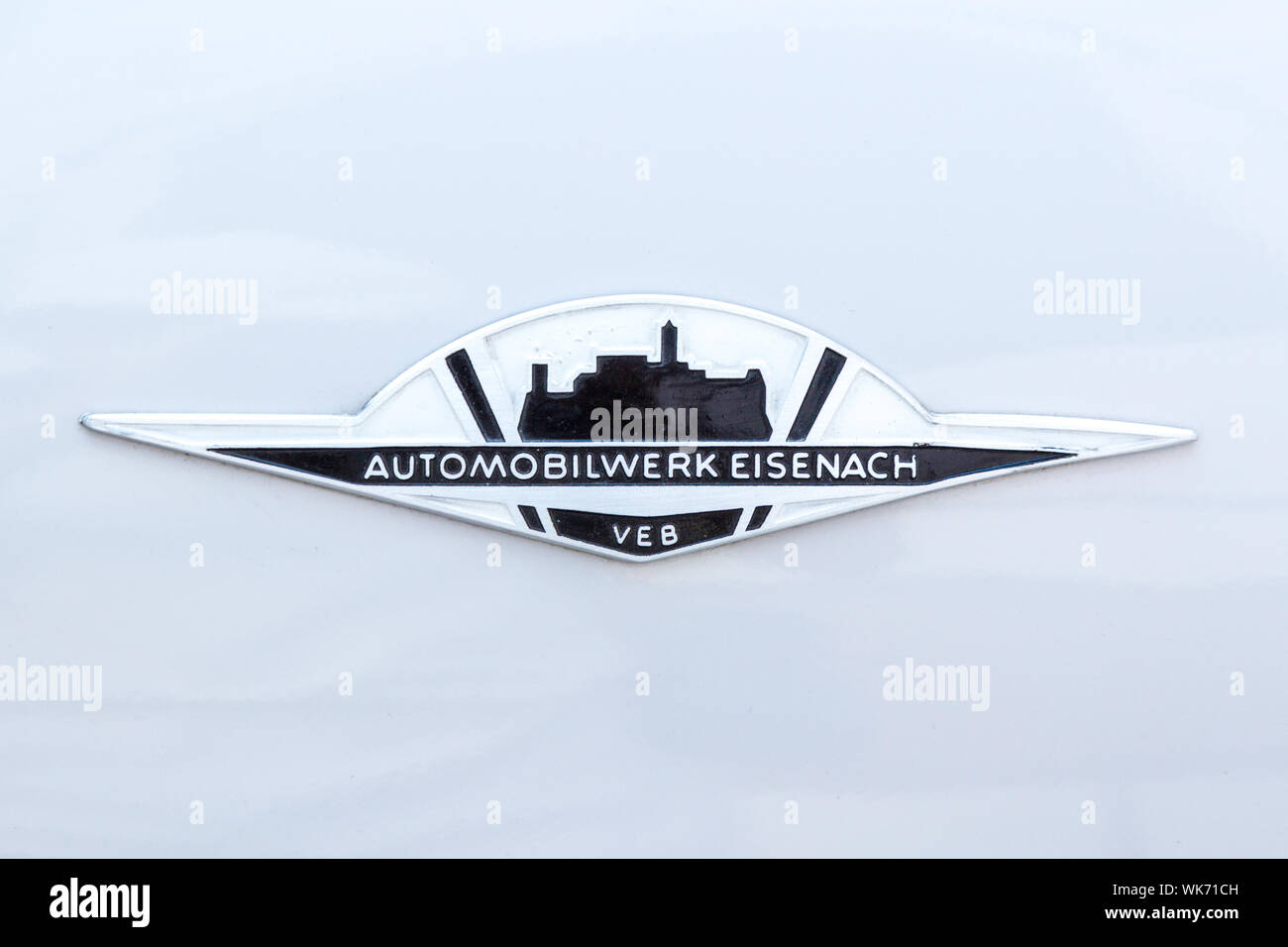 Automobilwerk Eisenach est-allemande VEB emblème sur Wartburg 312 voiture rétro Banque D'Images