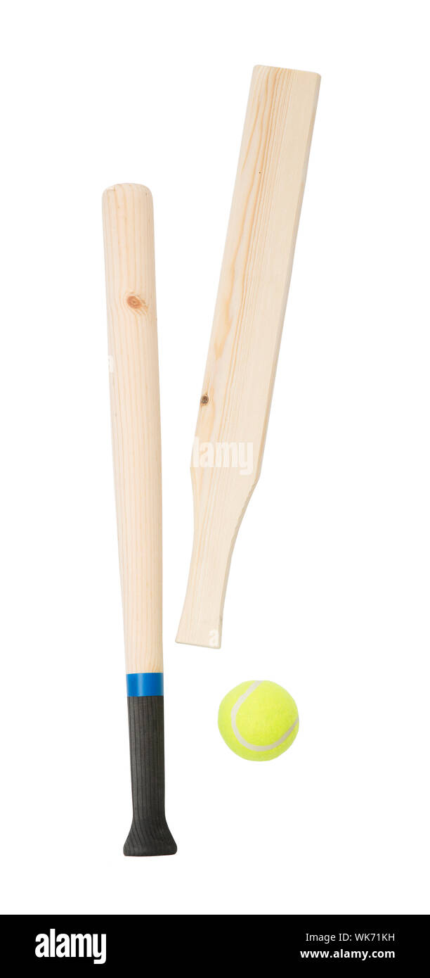 Bâtons de baseball et une balle isolé sur fond blanc Banque D'Images