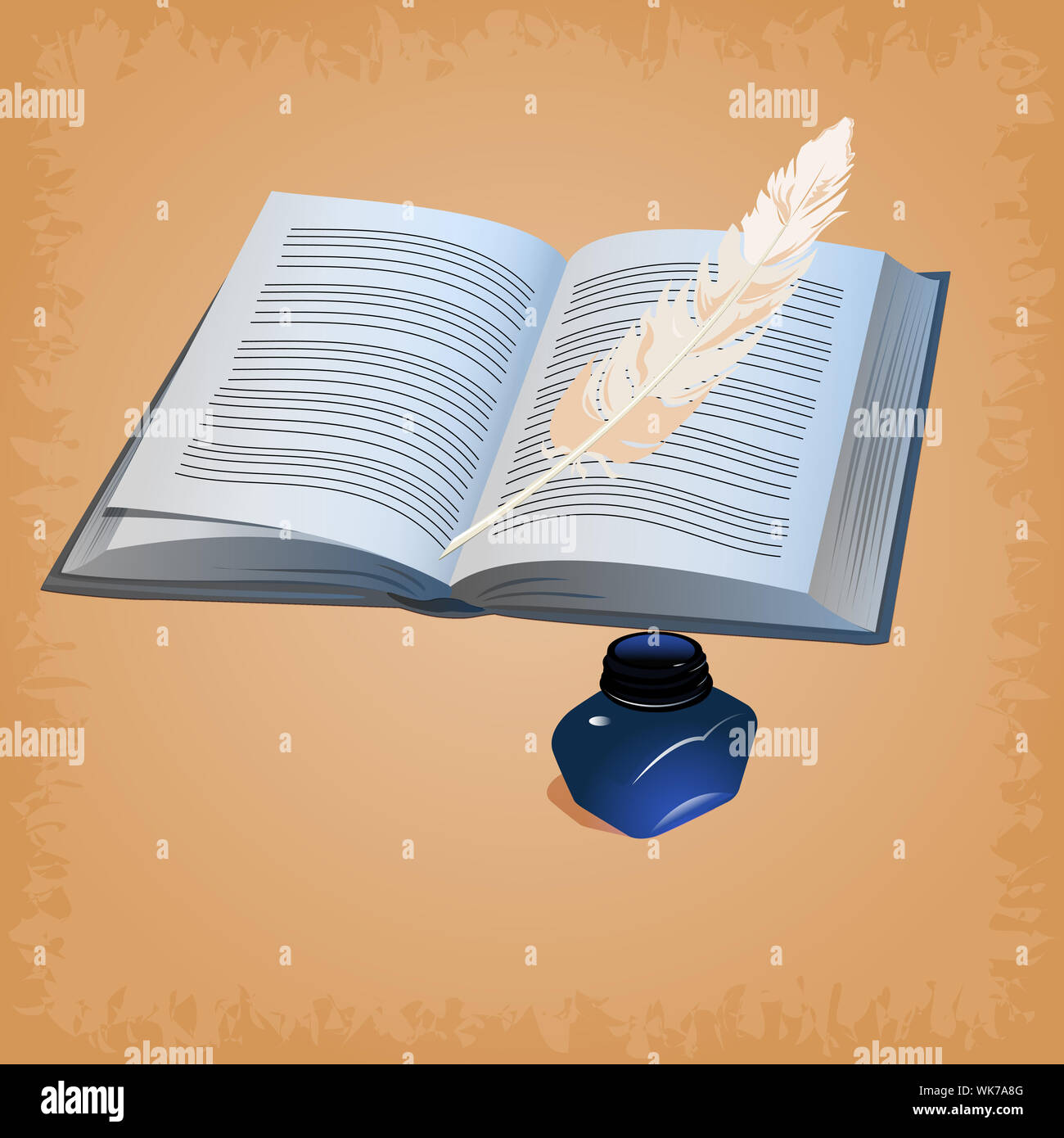 Illustration De Livre Ouvert Avec Stylo Plume Photo Stock Alamy