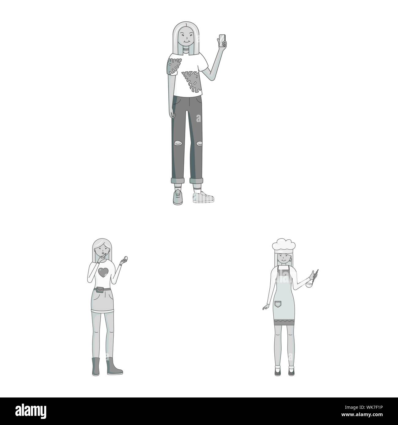 Illustration vecteur d'émotions et de l'icône féminine. Ensemble d'émotions et le corps symbole de web. Illustration de Vecteur
