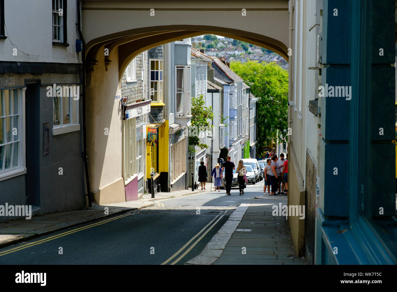 Porte de l'Est Arche Tudor High Street Angleterre Devon Totnes Banque D'Images