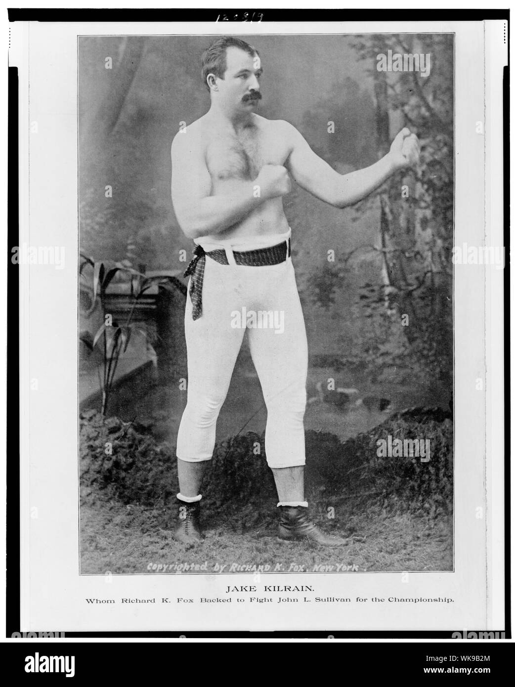 Jake Kilrain, que Richard K. Fox soutenue de lutte contre John L. Sullivan pour le championnat Banque D'Images