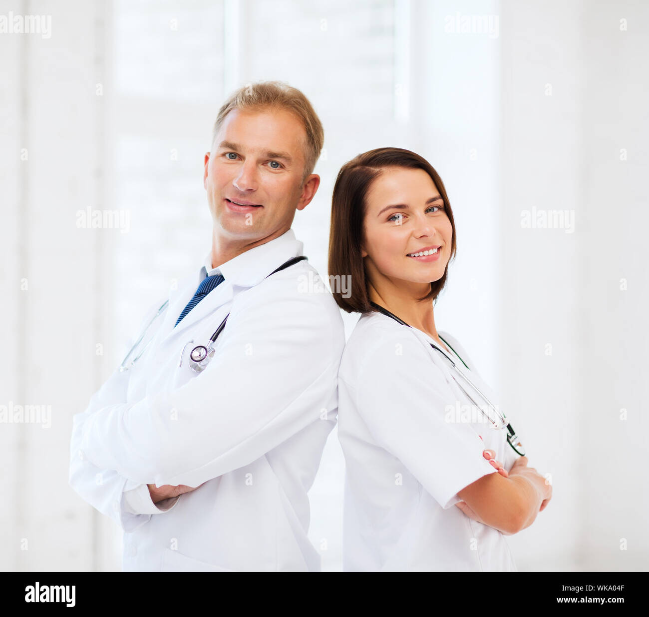 Deux doctors with stethoscopes Banque D'Images