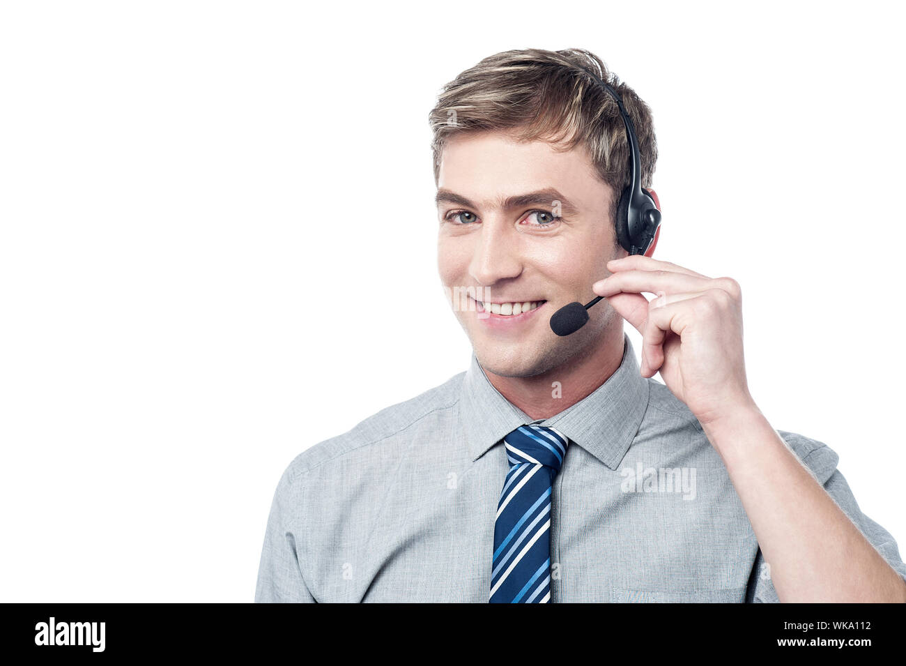 Heureux les jeunes cadres de support client Banque D'Images