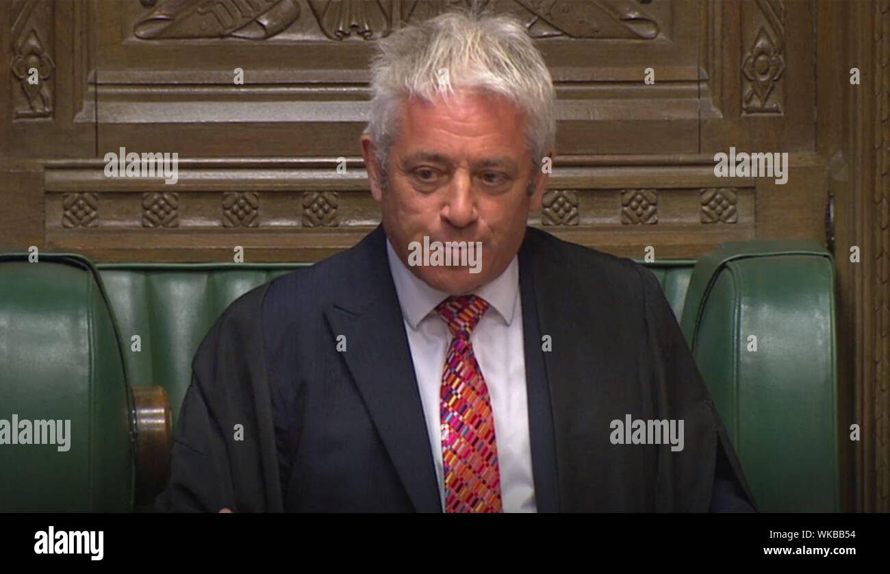 Le président John Bercow lors de questions au premier ministre à la Chambre des communes, Londres. Banque D'Images