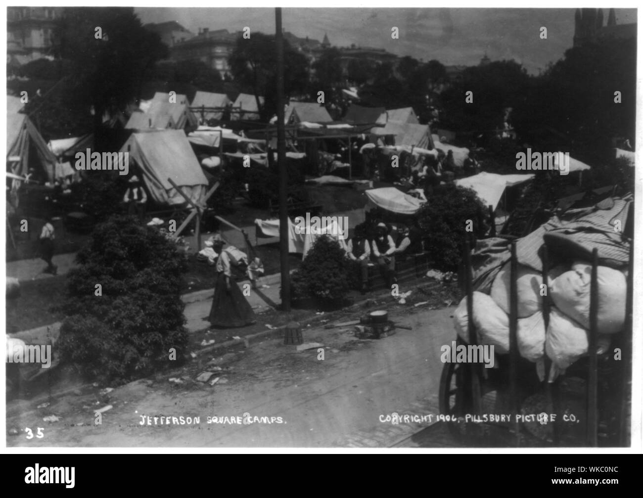 Jefferson Square camps, après le tremblement de terre de San Francisco et le feu Banque D'Images