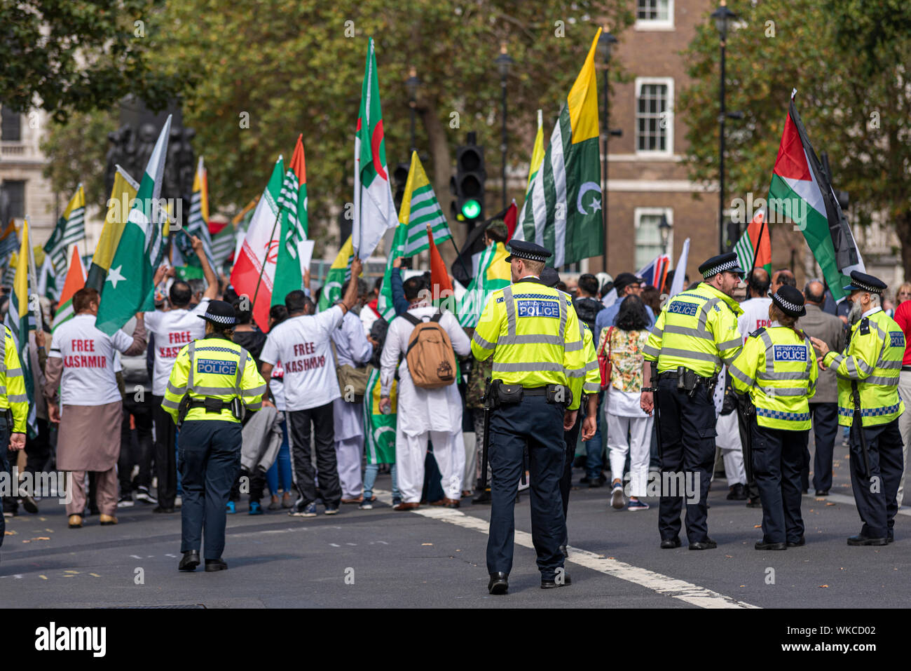 Une protestation contre l'occupation indienne du Jammu-et-Cachemire, prétendant que des milliers ont été tués ou blessés Banque D'Images