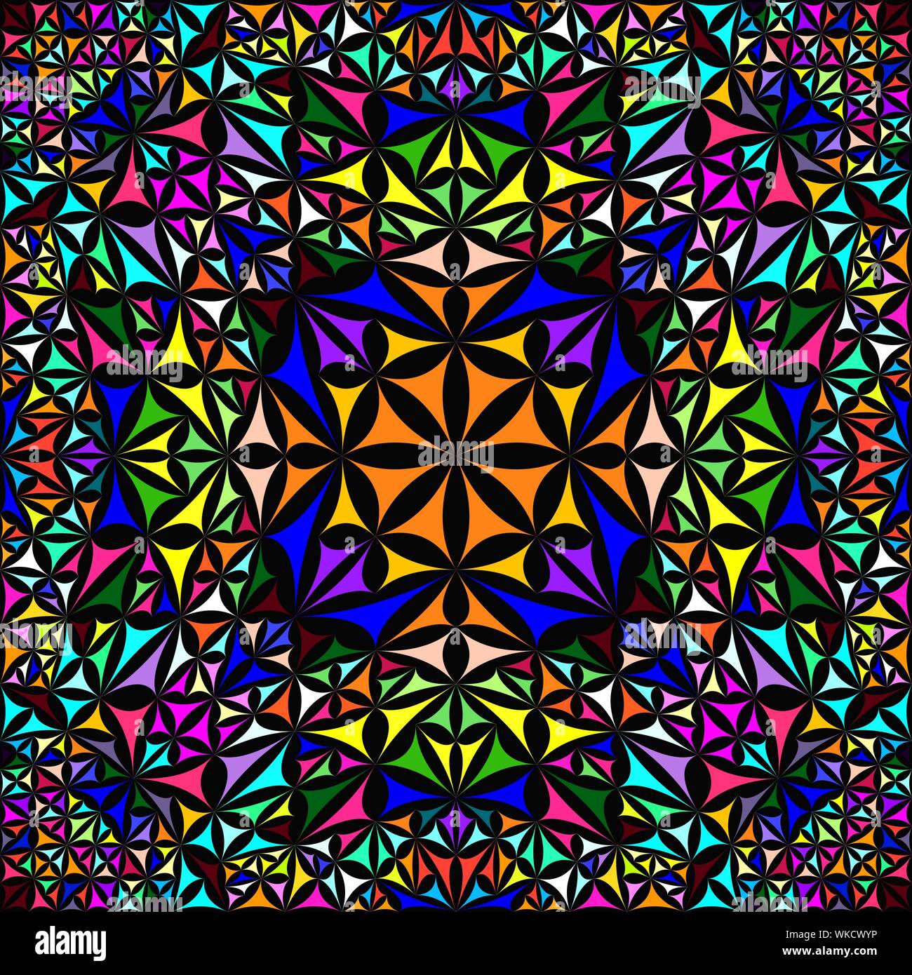 Kaléidoscope coloré de répéter motif de fond design - abstract vector illustration papier peint ethnique à partir de triangles courbés Illustration de Vecteur