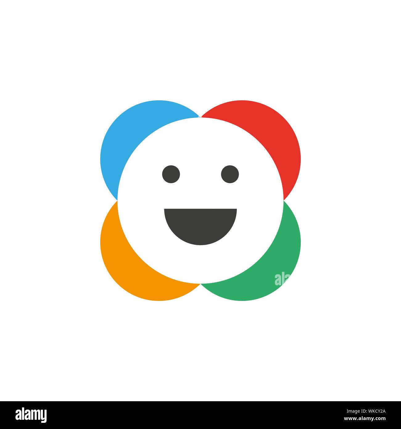Smiley avec des cercles sur le dos à plat icon Illustration de Vecteur