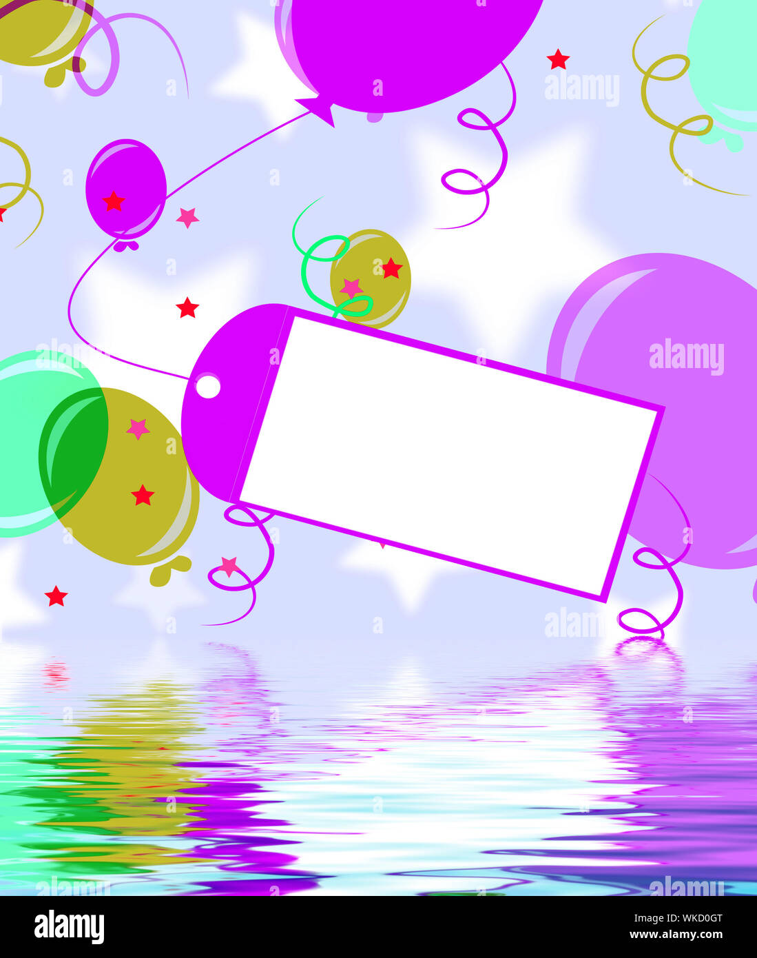 Lié à l'affichage de carte Ballon d'Anniversaire Invitation ou célébration Banque D'Images