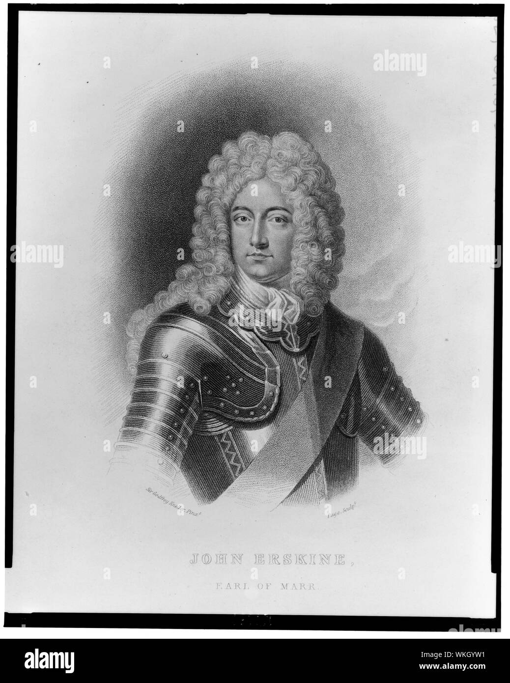 John Erskine, comte de Marr sic / Sir Geoffrey Kneller, pinxt ; Page, sculpt. Banque D'Images