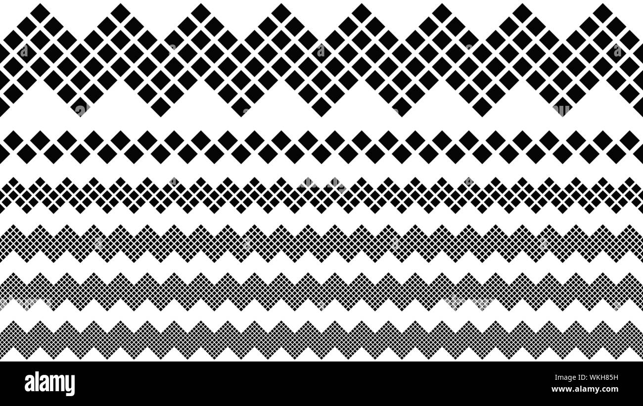 Motif carré géométrique page ligne de séparation set - noir et blanc abstrait des éléments de conception graphique de vecteur Illustration de Vecteur