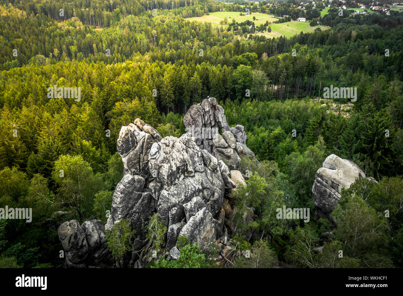 Les Monts de Lusace région protégée est une zone protégée de 267 km2 créé en 1976 pour protéger le paysage diversifié de roche de grès Banque D'Images