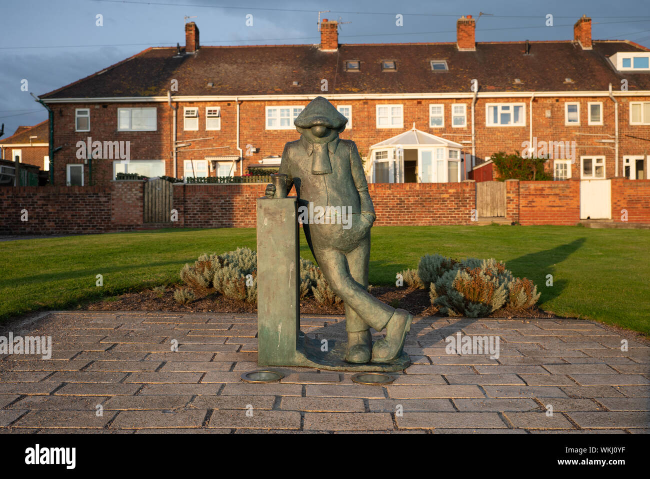 Statue de Andy Capp à Hartlepool pointe. Banque D'Images