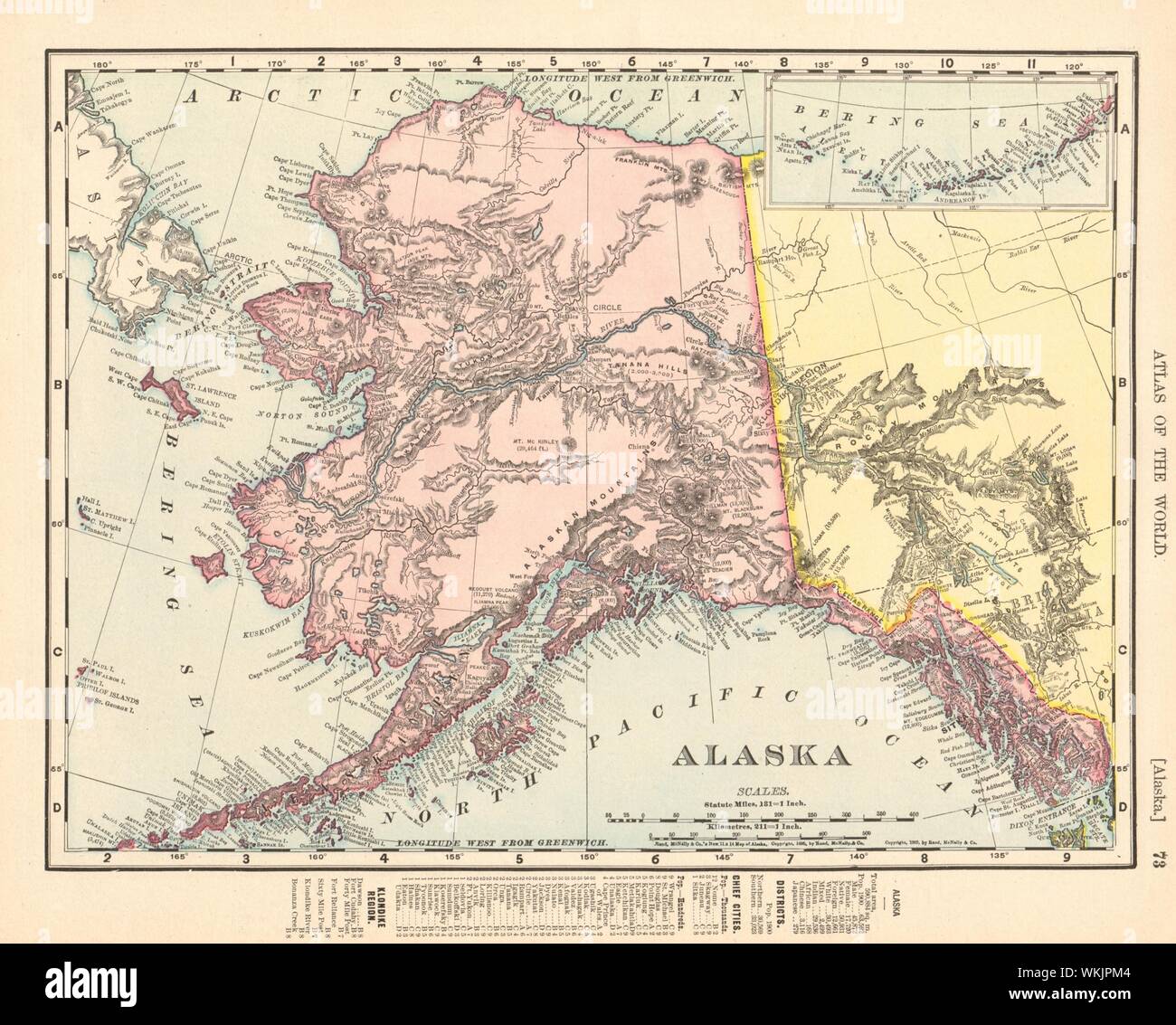 Carte montrant l'état de l'Alaska les quartiers. Pre-Anchorage. RAND MCNALLY, 1906 Banque D'Images