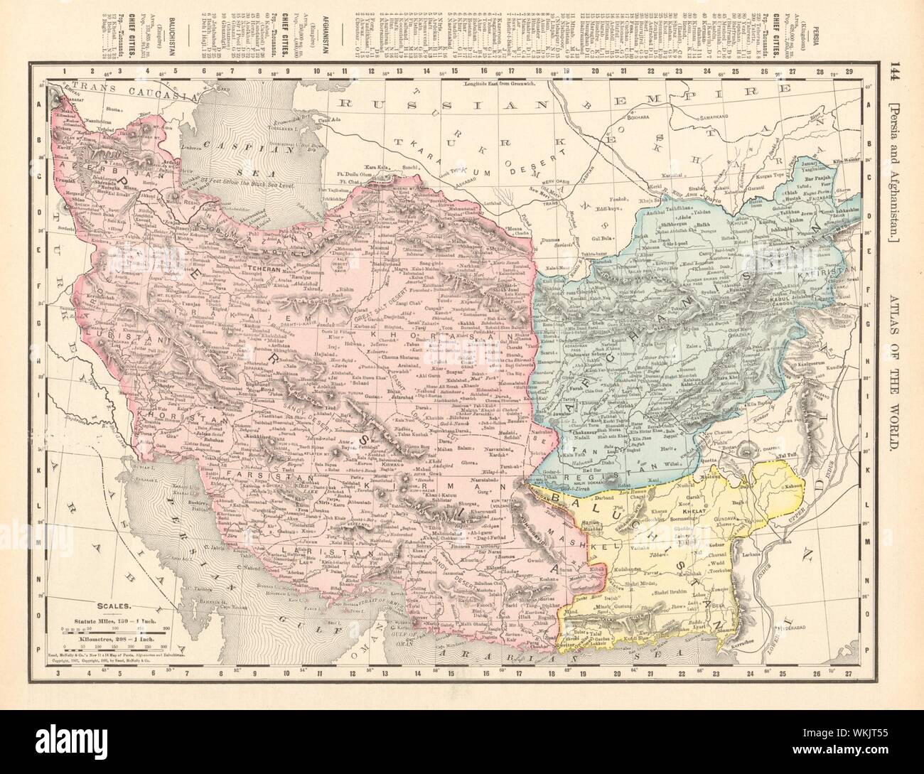 La Perse, l'Afghanistan et le Baloutchistan. En Asie du sud-ouest. RAND MCNALLY map 1906 Banque D'Images