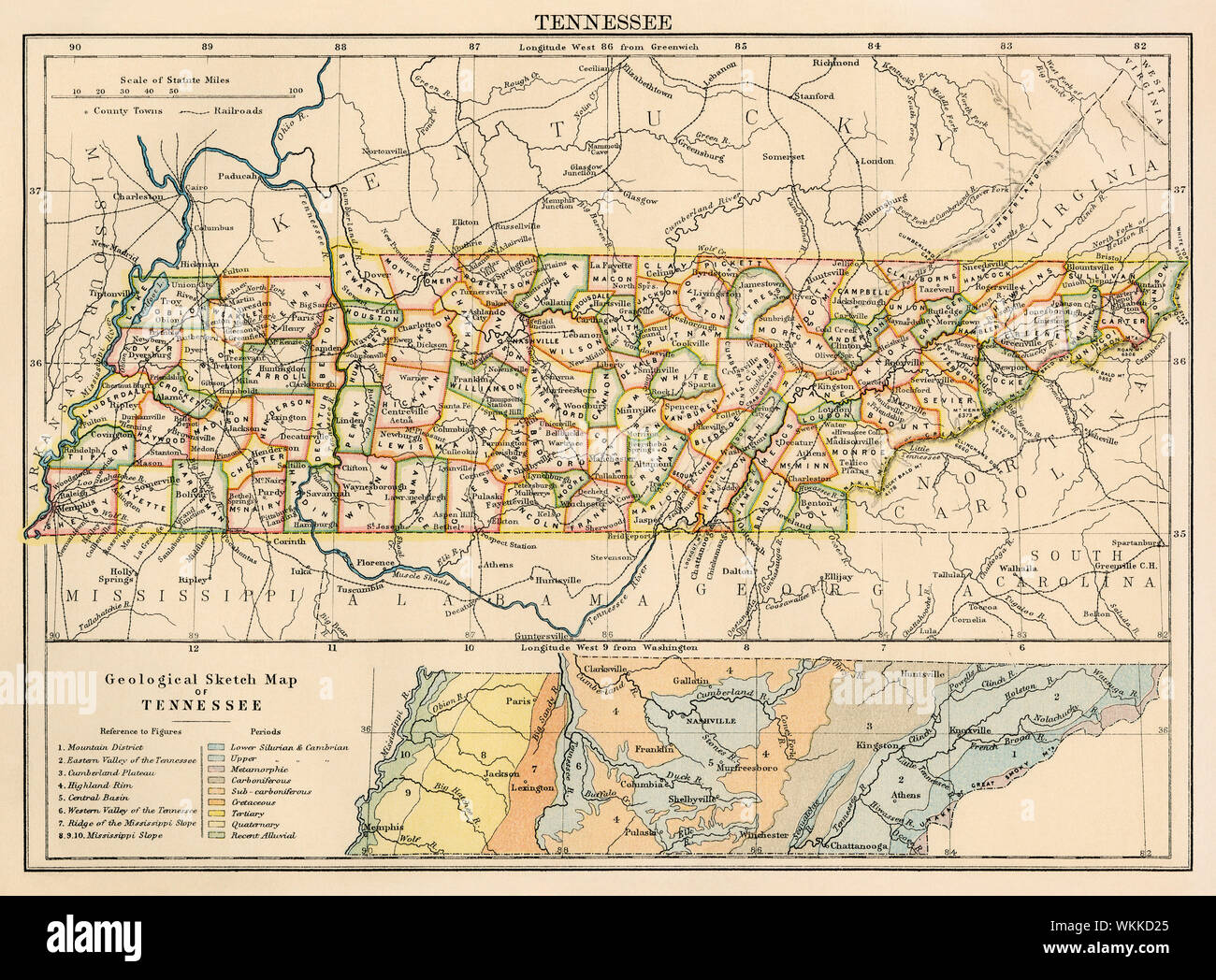 Plan de New York, 1870. Lithographie couleur Banque D'Images