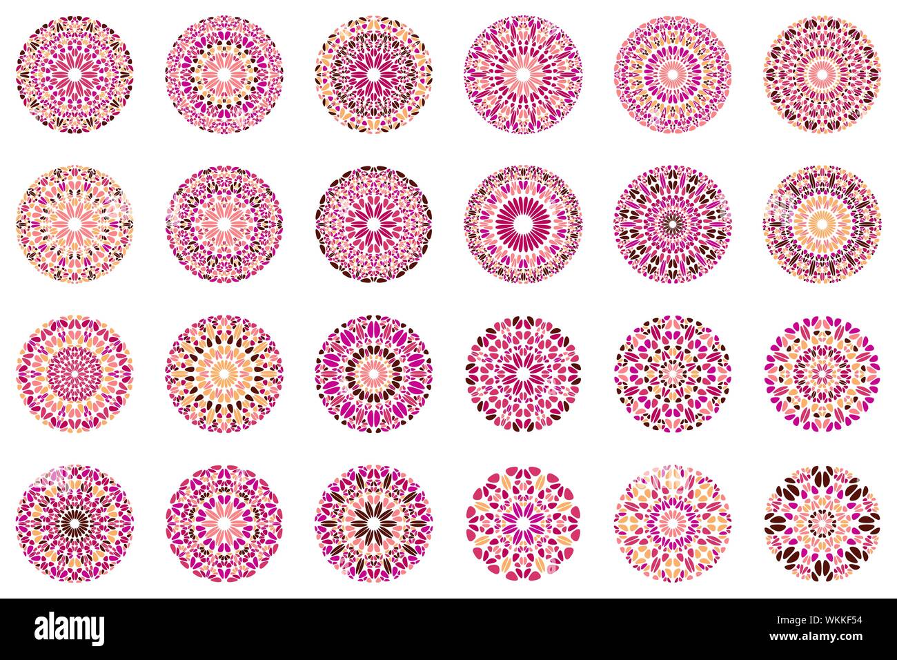 Pétale orné du logo géométrique mandala circulaire set - éléments graphiques vectoriels Illustration de Vecteur