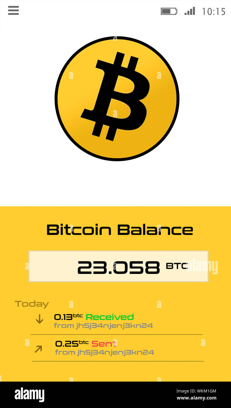 Portefeuille monnaie Crypto smartphone demande d'écran montrant l'équilibre bitcoin Banque D'Images