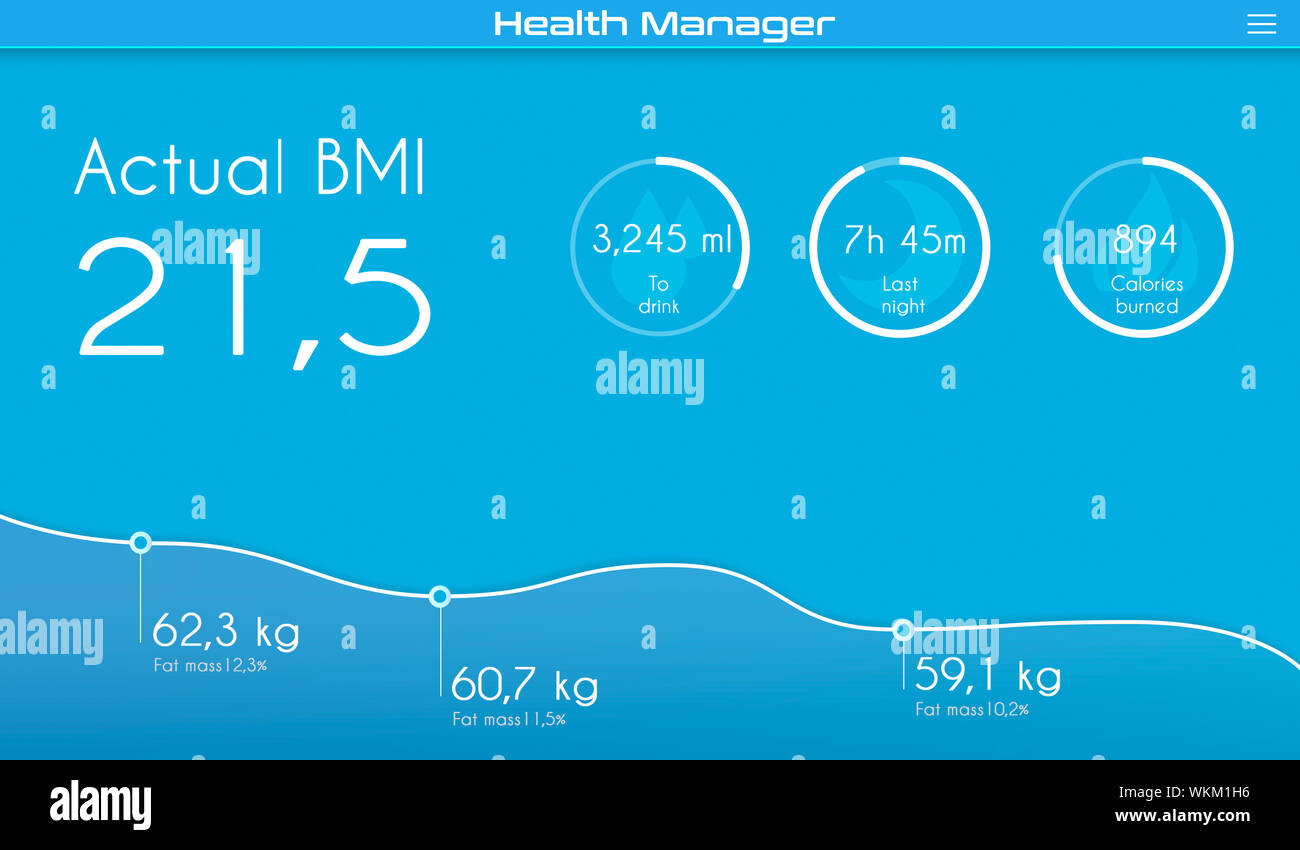 Graphique de l'application Health Manager pour l'ordinateur ou l'écran de tablette Banque D'Images