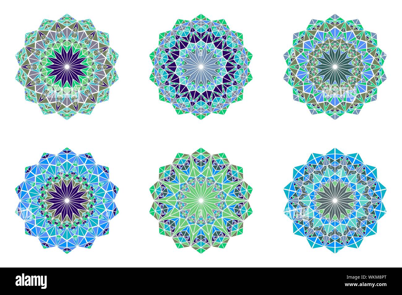 Mosaïque géométrique ornée de symboles triangle mandala circulaire - dessins vectoriels ornementales de triangles Illustration de Vecteur