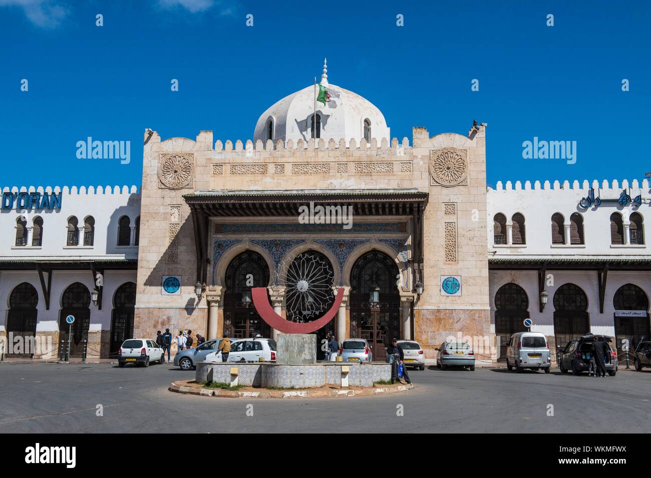 La gare coloniale, Oran, Algérie Banque D'Images