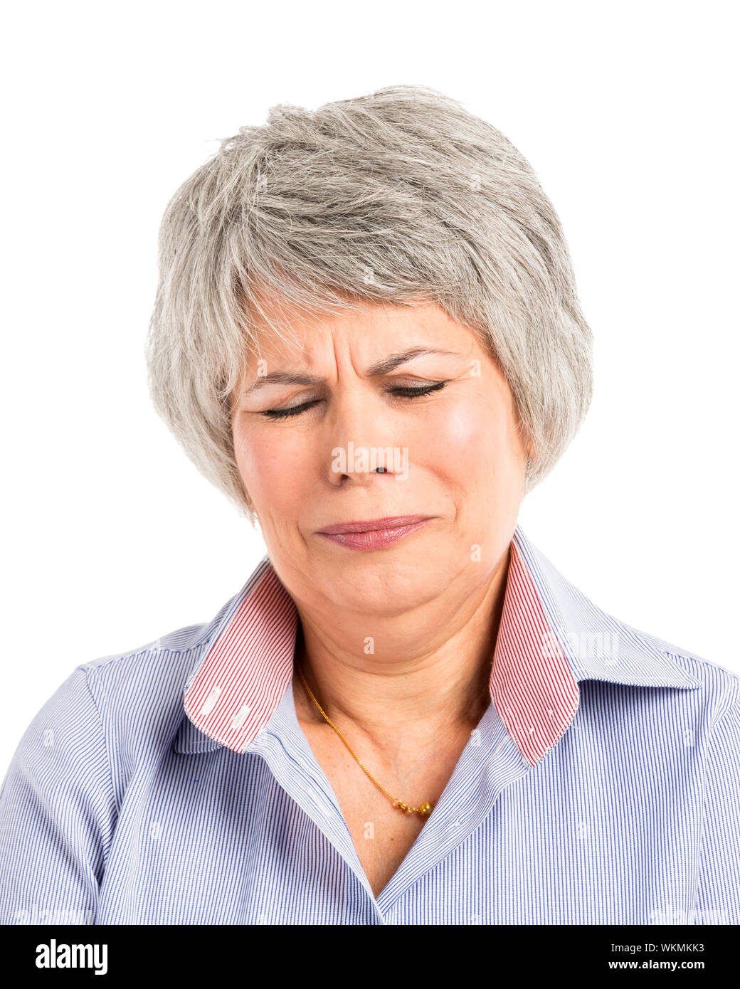 Portrait d'une femme âgée avec une expression triste Banque D'Images