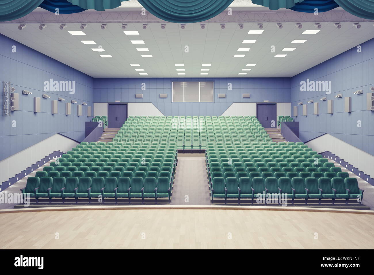 Fauteuils verts vide dans le théâtre moderne Hall Banque D'Images