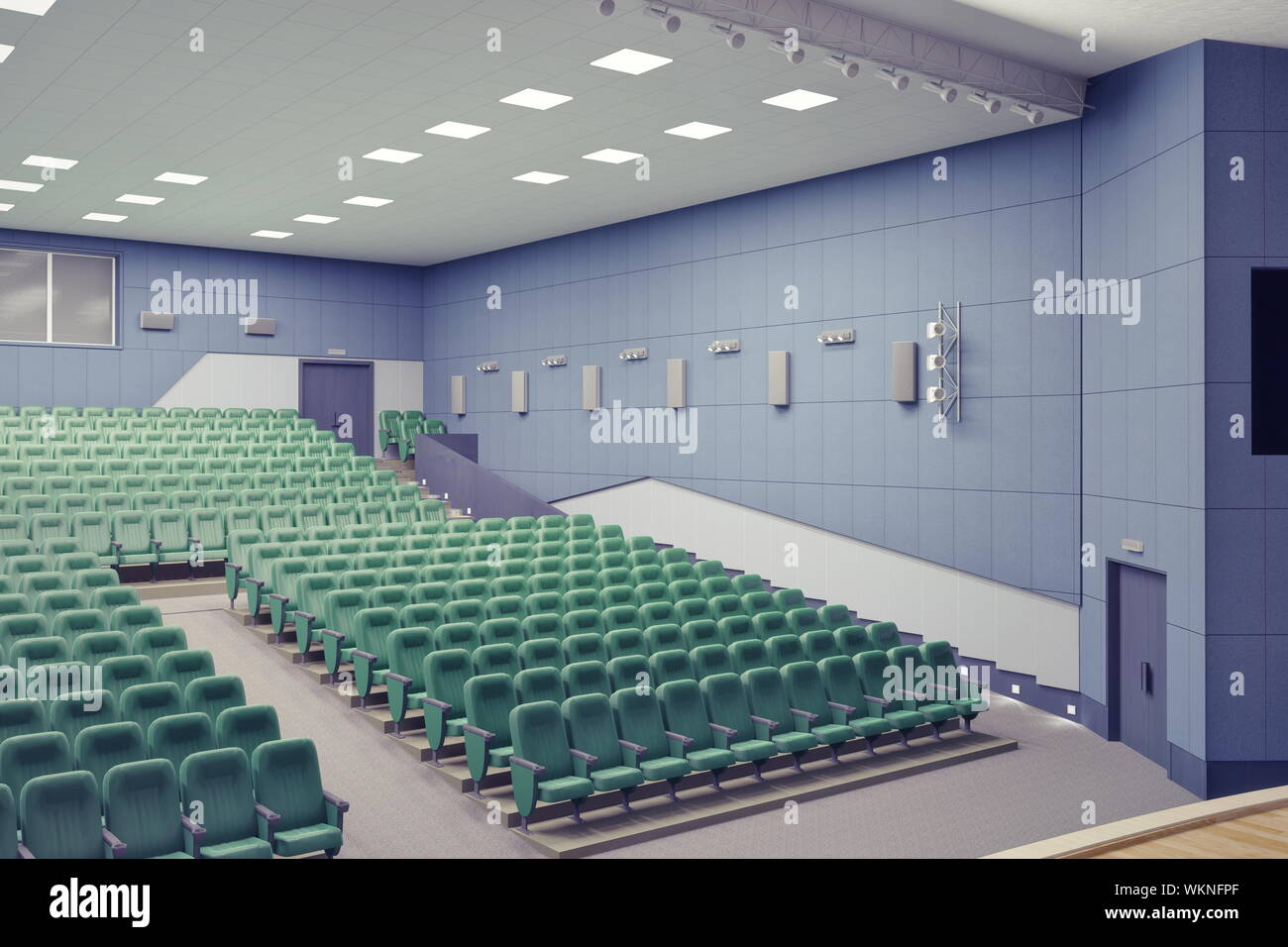 Fauteuils verts vide dans le théâtre moderne Hall Banque D'Images