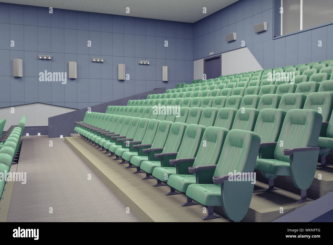 Fauteuils verts vide dans le théâtre moderne Hall Banque D'Images