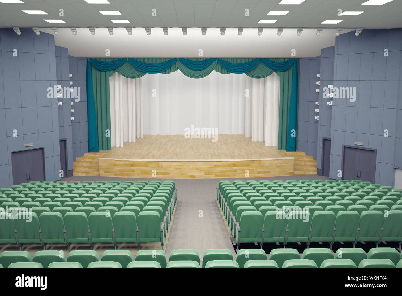 Fauteuils verts vide dans le théâtre moderne Hall Banque D'Images