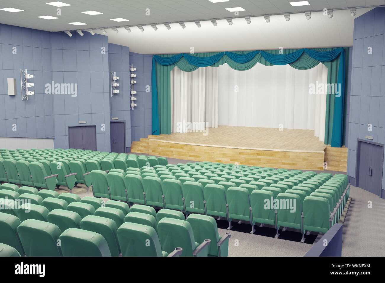 Fauteuils verts vide dans le théâtre moderne Hall Banque D'Images