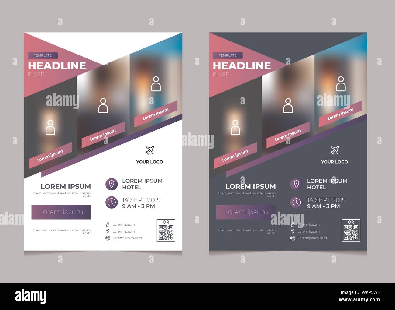 Jeu de modèle d'entreprise, vecteur de conception modèle de brochure de l'événement, modèle d'affiche, rapport annuel avec gradient géométrique Illustration de Vecteur