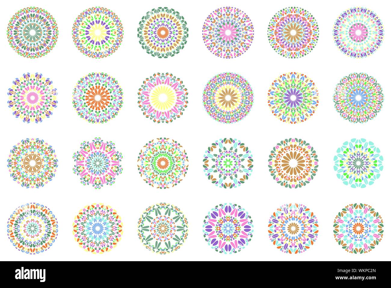 Pétale orné du logo géométrique mandala circulaire set - éléments graphiques vectoriels Illustration de Vecteur
