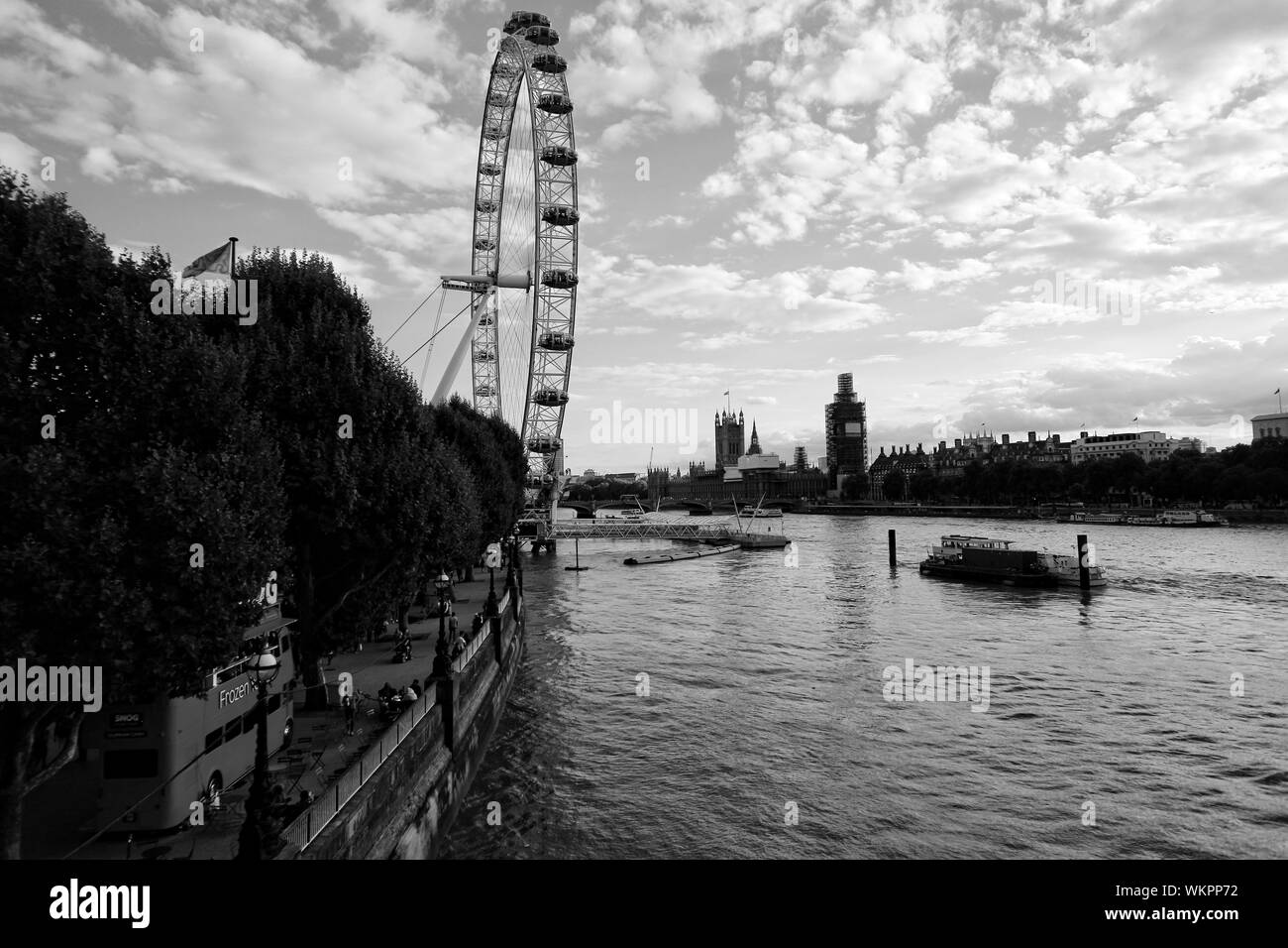 London Eye sur la rive sud de la Tamise Banque D'Images