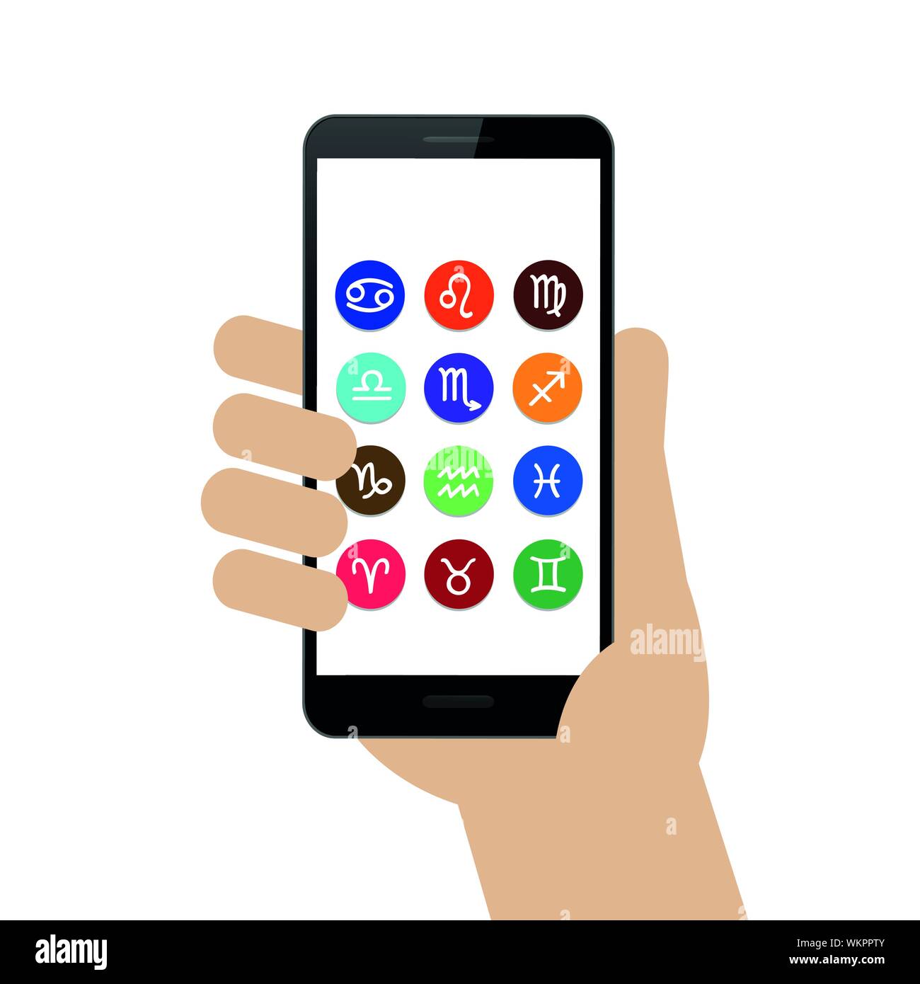 Mains courantes smartphone avec signe astrologique horoscope colorés EPS10 vector illustration Illustration de Vecteur