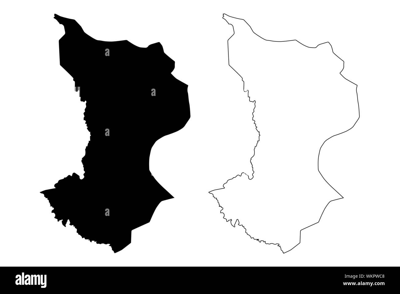 La province de Dajabon (République dominicaine, Haïti, les provinces de la République dominicaine) map vector illustration, scribble sketch carte Dajabón Illustration de Vecteur