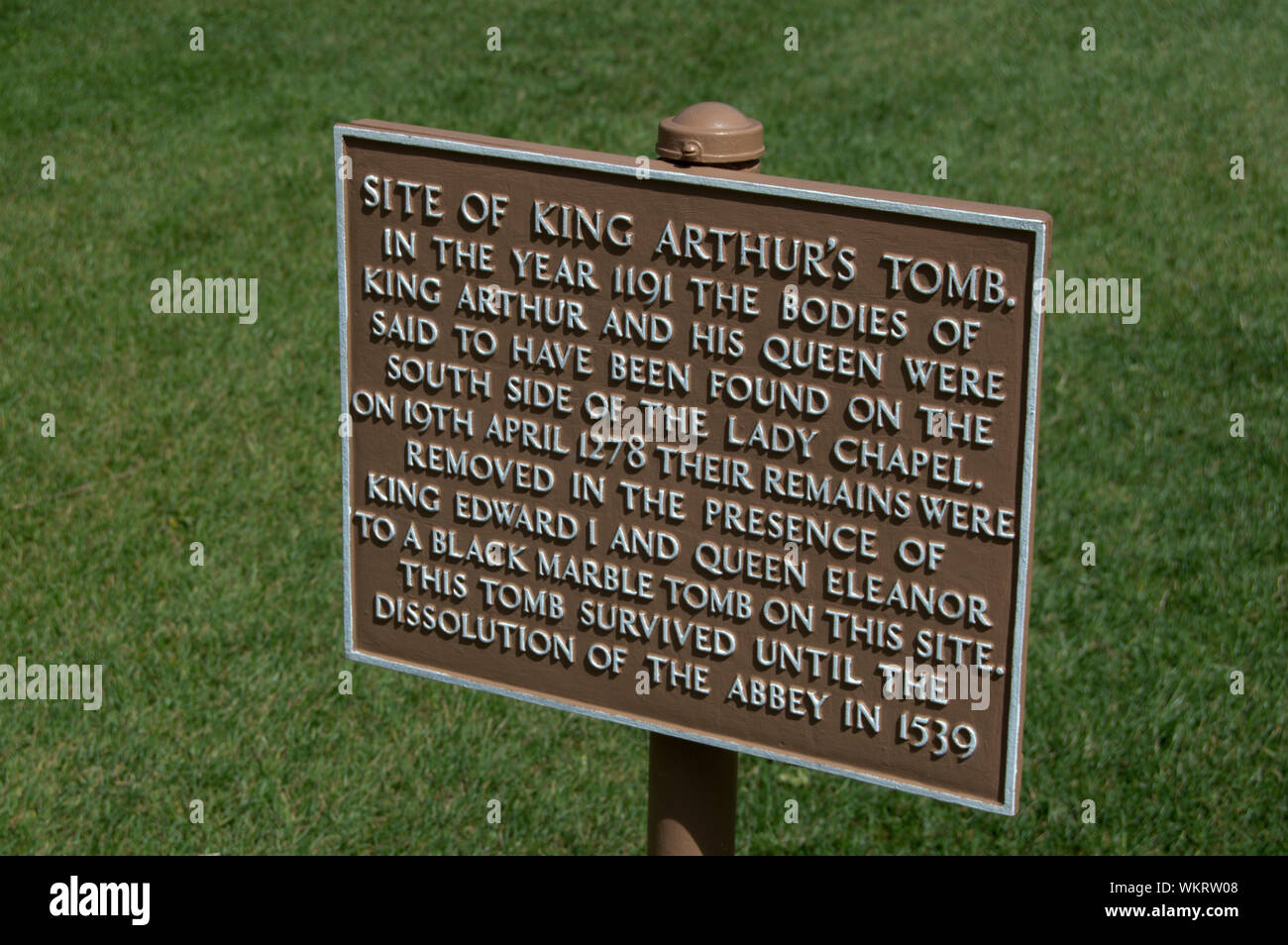 Inscrivez-vous pour le site de la tombe du Roi Arthur, Glastonbury Abbey, Glastonbury, Somerset, Angleterre Banque D'Images