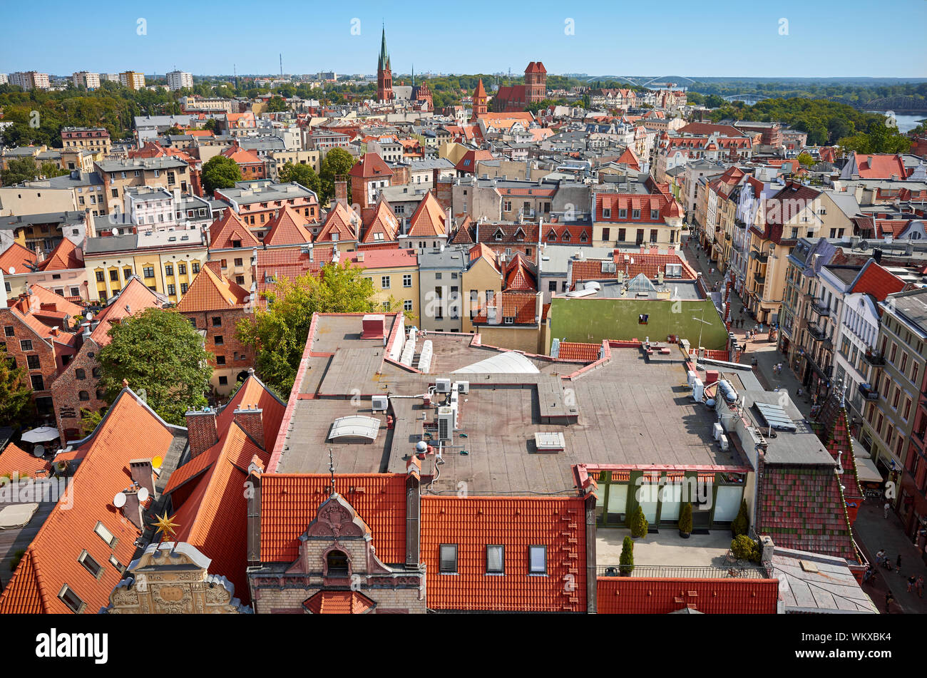 Vue aérienne de la vieille ville de Torun, Pologne panorama. Banque D'Images