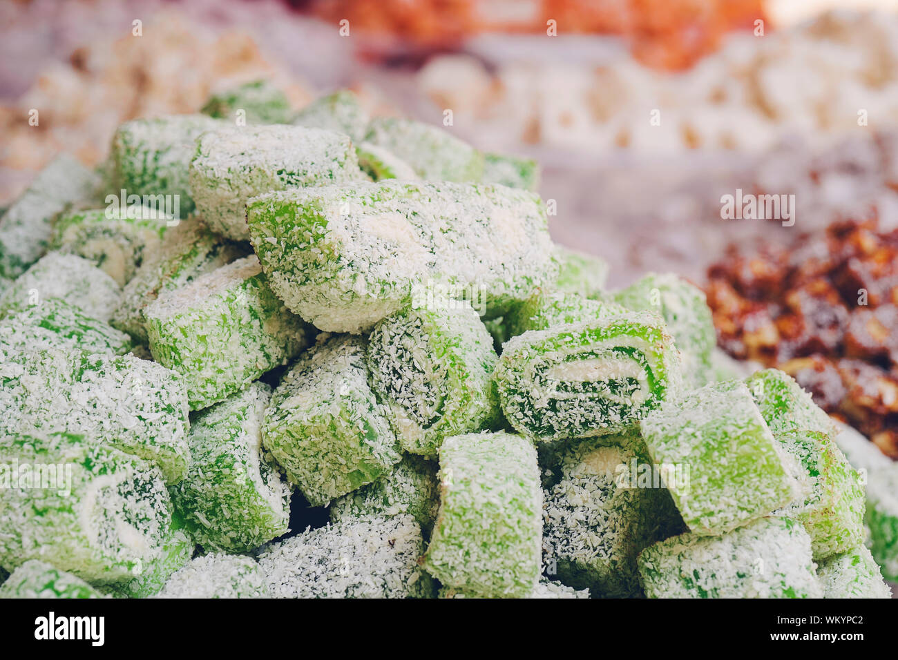 Assortiment de loukoums enrobés de sucre (bonbons mous) Banque D'Images