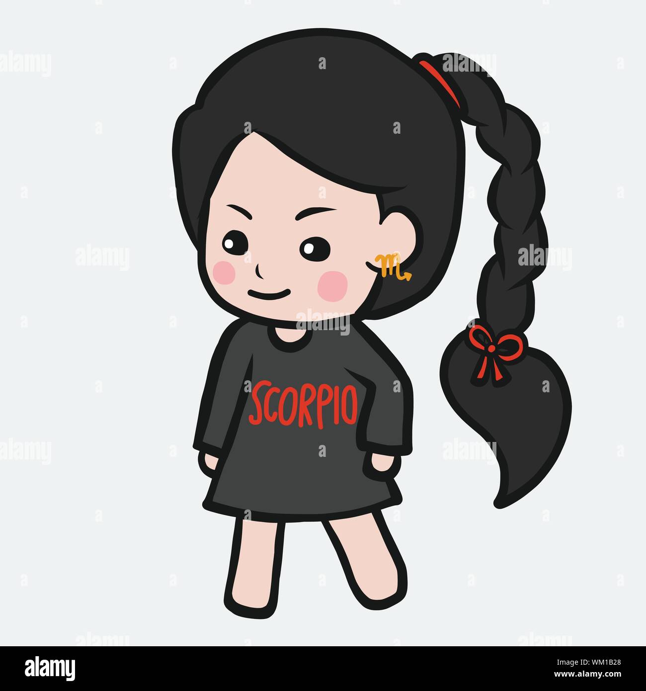 Horoscope scorpion girl cartoon vector illustration style doodle Illustration de Vecteur