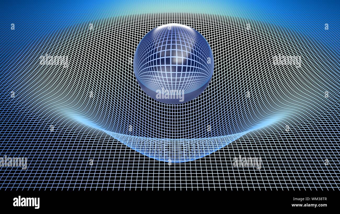 Sphère de verre courbé sur une grille - le rendu 3D illustration Banque D'Images