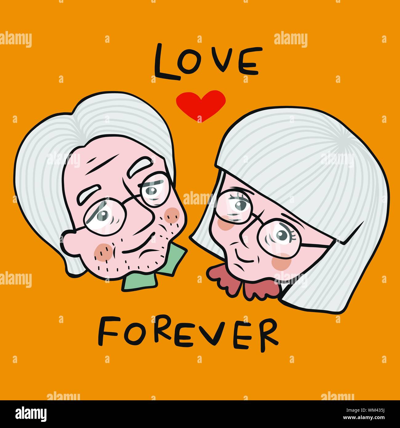 Vieux Couple Amoureux Amour Forever Dessin Anime Vecteur Illustration Image Vectorielle Stock Alamy